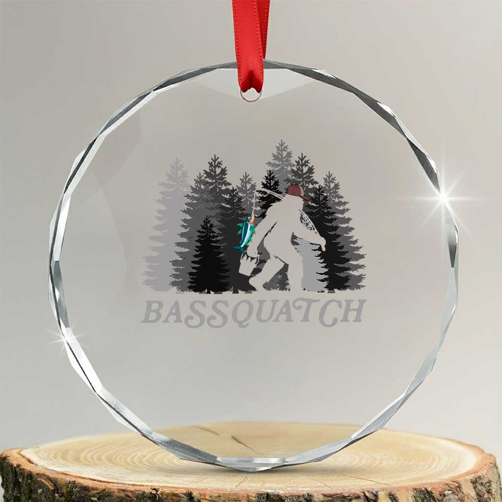 Funny Bigfoot Fishing Crystal Glass Ornament Bassquatch Sasquatch In The Forest Yeti - Wonder Print Shop