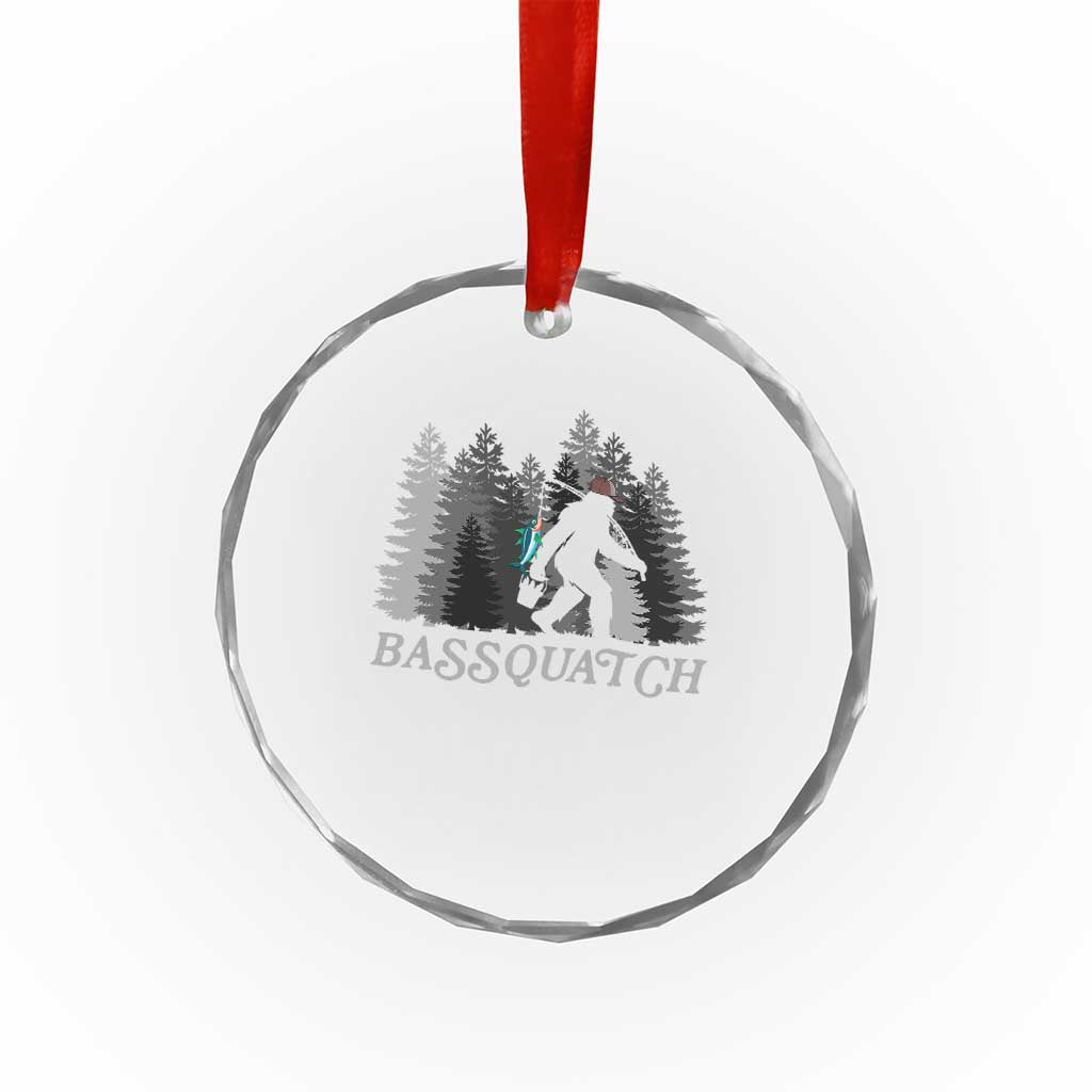Funny Bigfoot Fishing Crystal Glass Ornament Bassquatch Sasquatch In The Forest Yeti TS10