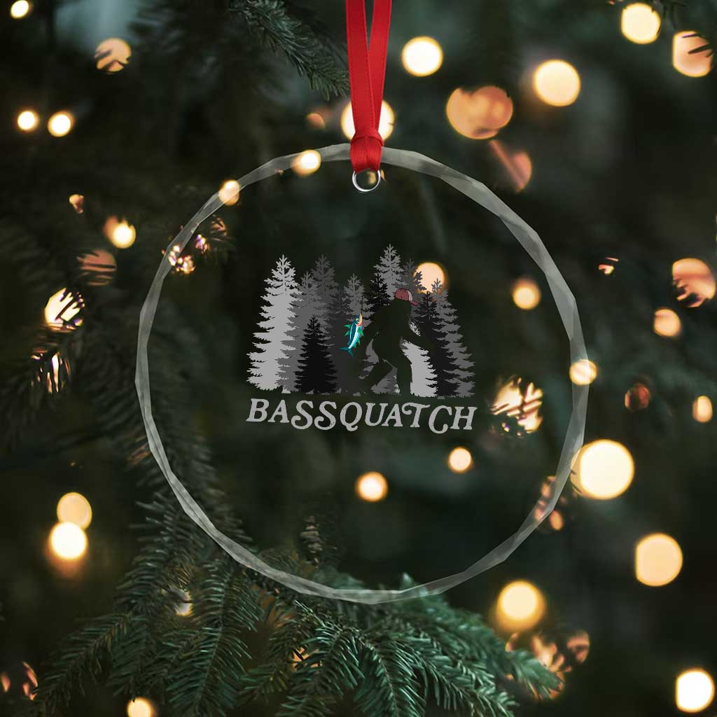 Funny Bigfoot Fishing Crystal Glass Ornament Bassquatch Sasquatch In The Forest Yeti TS10