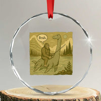 Funny Bigfoot Fishing Crystal Glass Ornament Sasquatch Loch Ness Monster Introvert Bruh - Wonder Print Shop