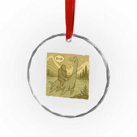 Funny Bigfoot Fishing Crystal Glass Ornament Sasquatch Loch Ness Monster Introvert Bruh - Wonder Print Shop