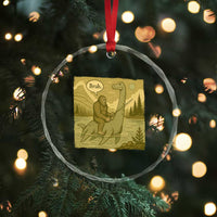Funny Bigfoot Fishing Crystal Glass Ornament Sasquatch Loch Ness Monster Introvert Bruh - Wonder Print Shop