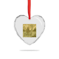 Funny Bigfoot Fishing Heart Crystal Glass Ornament Sasquatch Loch Ness Monster Introvert Bruh - Wonder Print Shop