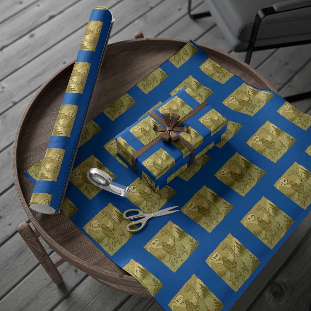 Funny Bigfoot Fishing Wrapping Paper Roll Sasquatch Loch Ness Monster Introvert Bruh - Wonder Print Shop