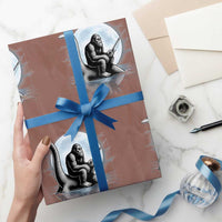 Funny Bigfoot Fishing Wrapping Paper Roll Sasquatch Riding Nessie Cryptid Moon Night - Wonder Print Shop