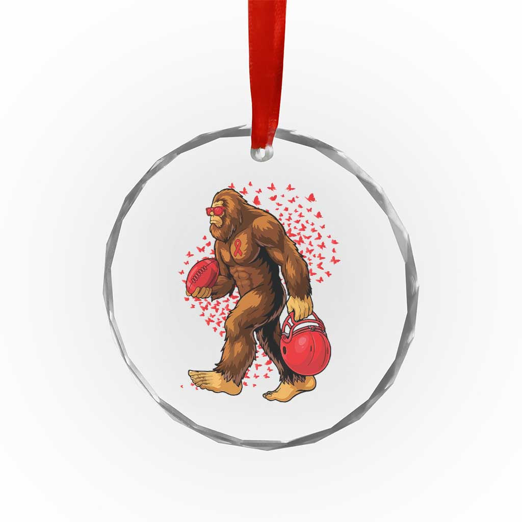 Funny Bigfoot Football Crystal Glass Ornament Support HIV Awareness Gift - Wonder Print Shop