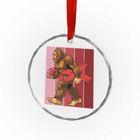 Funny Bigfoot Football HIV Awareness Crystal Glass Ornament Red Ribbon Retro Vintage Style Gift - Wonder Print Shop