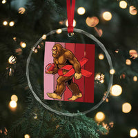Funny Bigfoot Football HIV Awareness Crystal Glass Ornament Red Ribbon Retro Vintage Style Gift - Wonder Print Shop
