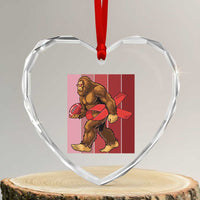 Funny Bigfoot Football HIV Awareness Heart Crystal Glass Ornament Red Ribbon Retro Vintage Style Gift - Wonder Print Shop