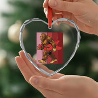 Funny Bigfoot Football HIV Awareness Heart Crystal Glass Ornament Red Ribbon Retro Vintage Style Gift - Wonder Print Shop