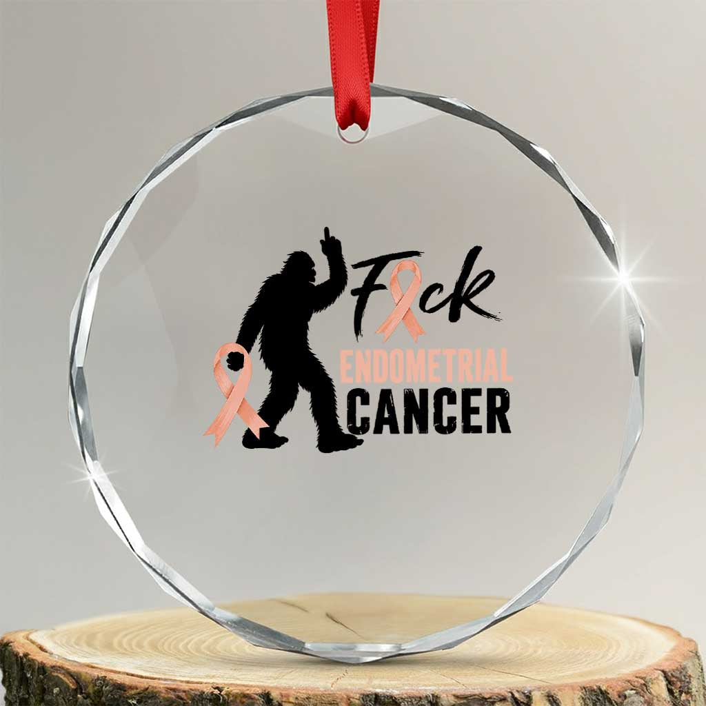 Funny Bigfoot Fuck Endometrial Cancer Awareness Gift Crystal Glass Ornament
