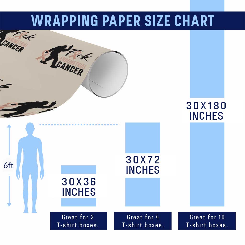 Funny Bigfoot Fuck Endometrial Cancer Awareness Gift Wrapping Paper Roll