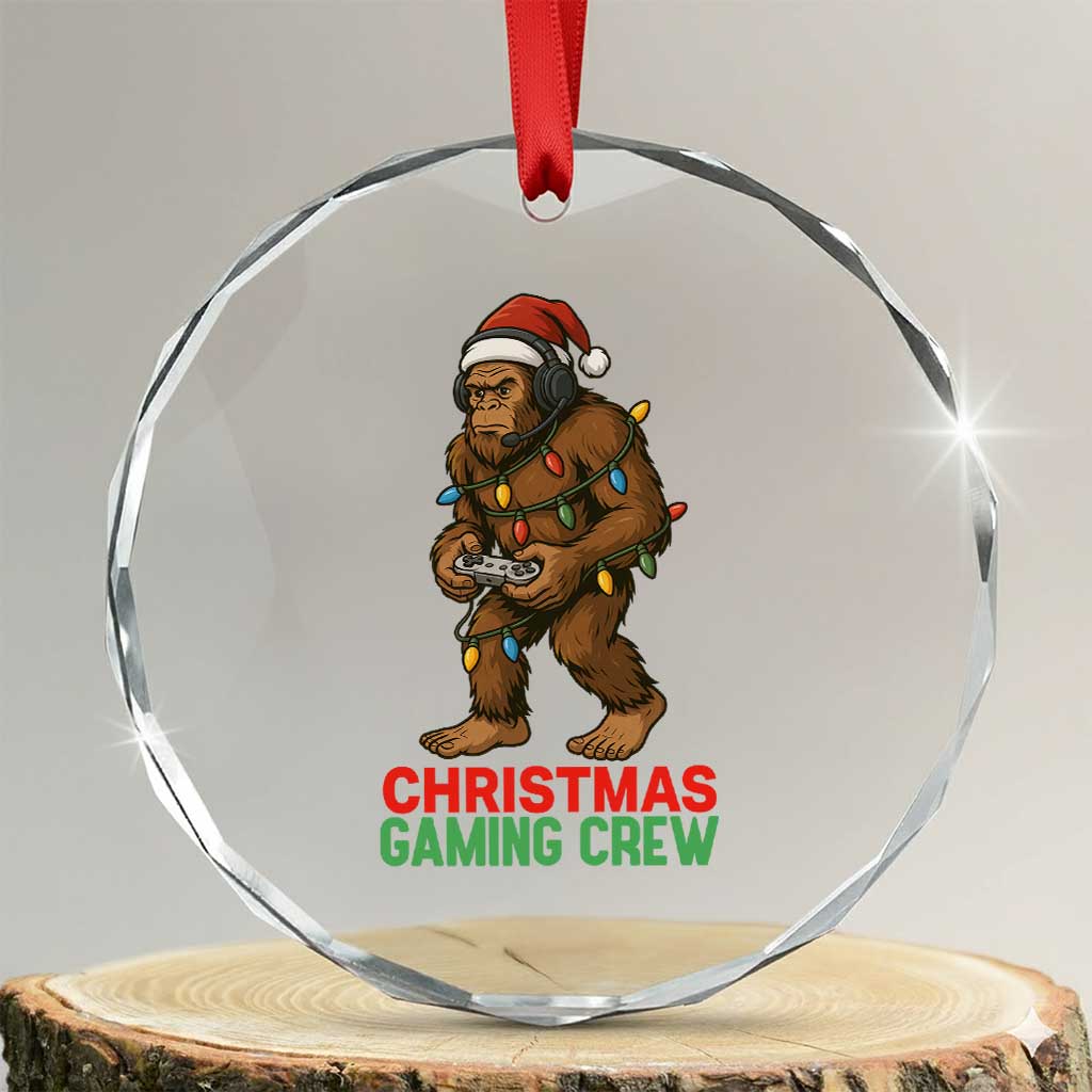 Funny Bigfoot Gamer Christmas Crystal Glass Ornament TS14