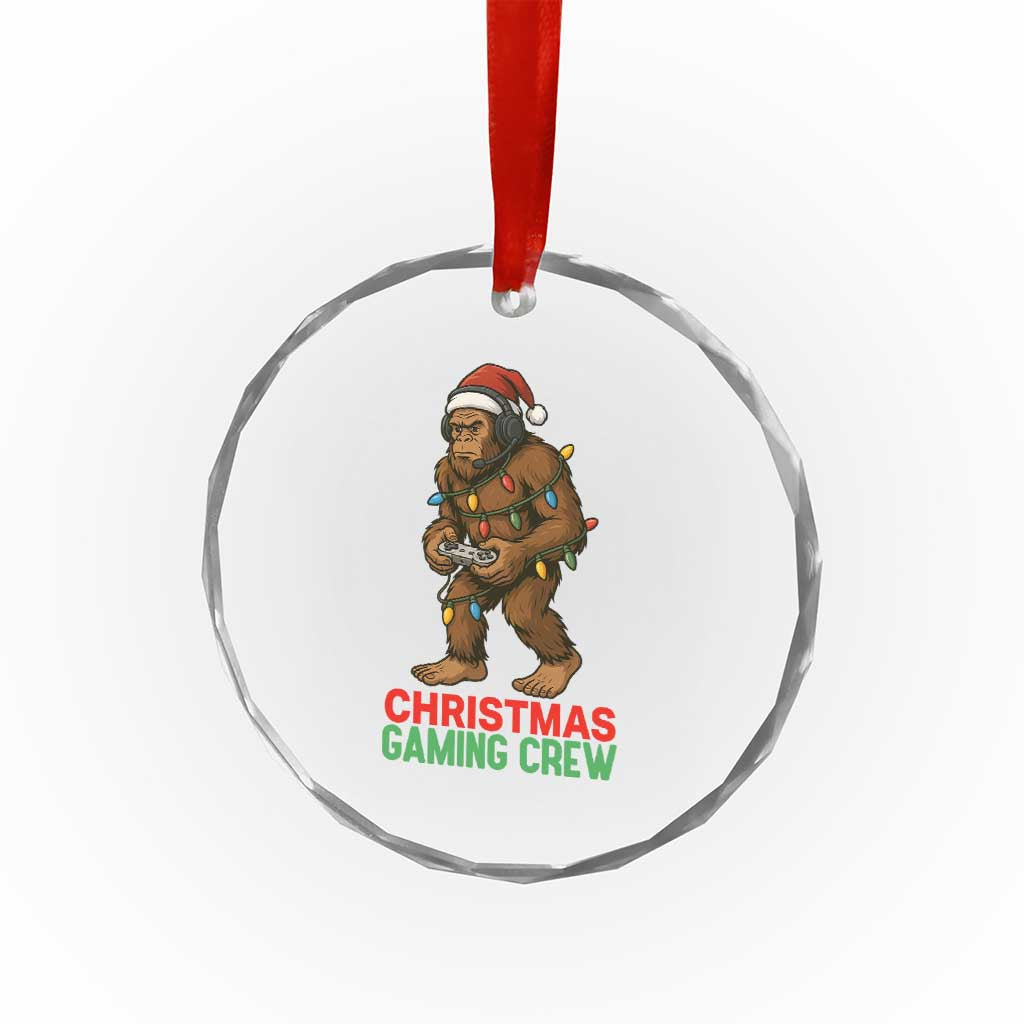 Funny Bigfoot Gamer Christmas Crystal Glass Ornament TS14