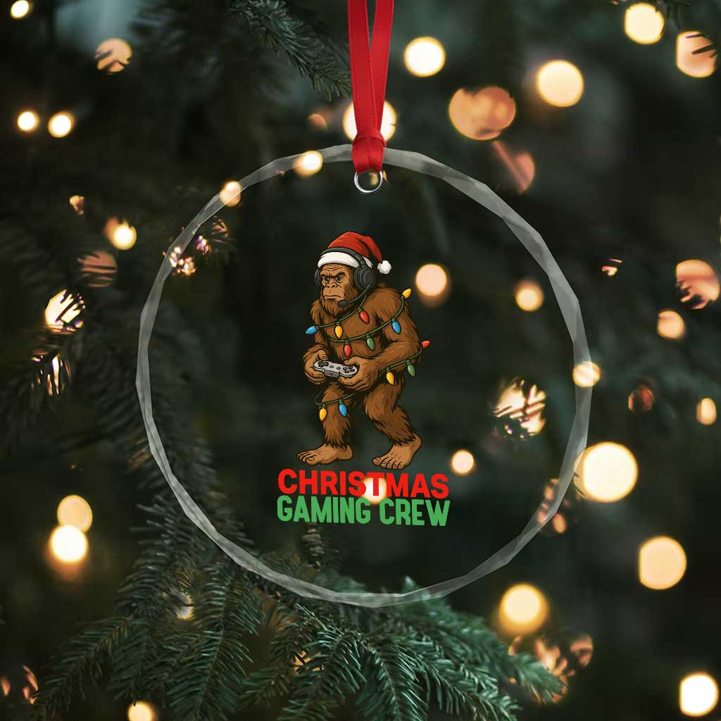 Funny Bigfoot Gamer Christmas Crystal Glass Ornament TS14