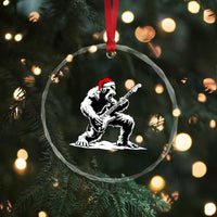 Funny Bigfoot Guitar Crystal Glass Ornament Rock and Roll Christmas - Wonder Print Shop