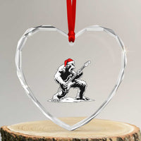 Funny Bigfoot Guitar Heart Crystal Glass Ornament Rock and Roll Christmas - Wonder Print Shop