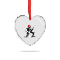Funny Bigfoot Guitar Heart Crystal Glass Ornament Rock and Roll Christmas - Wonder Print Shop