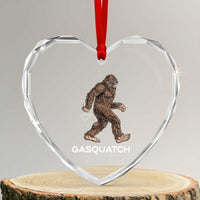 Funny Bigfoot Heart Crystal Glass Ornament Gasquatch Gassy Sasquatch Fart Meme