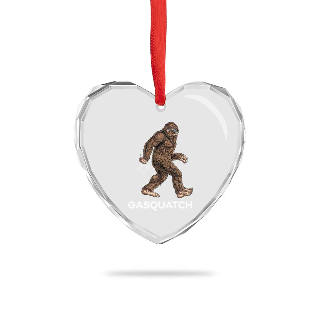 Funny Bigfoot Heart Crystal Glass Ornament Gasquatch Gassy Sasquatch Fart Meme