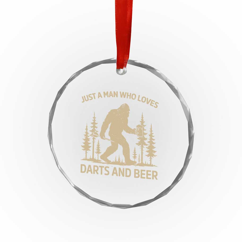 Funny Bigfoot Just A Man Who Loves Darts And Beer Gift Crystal Glass Ornament - Wonder Print Shop