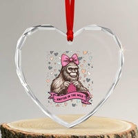 Funny Bigfoot Knitting Heart Crystal Glass Ornament Knitter In The Wild - Wonder Print Shop