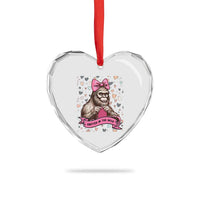 Funny Bigfoot Knitting Heart Crystal Glass Ornament Knitter In The Wild - Wonder Print Shop