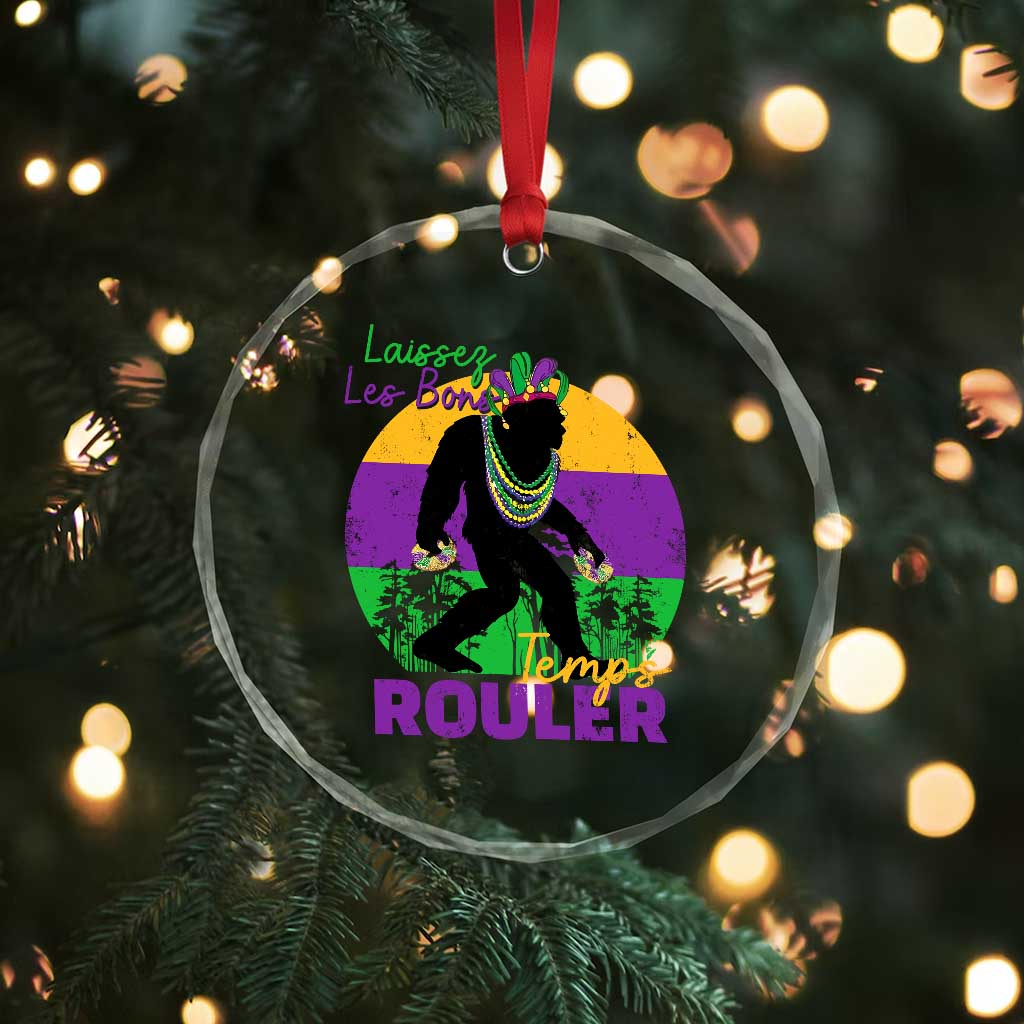 Funny Bigfoot Mardi Gras Crystal Glass Ornament Laissez Les Bons Temps Rouler Bald Cypress