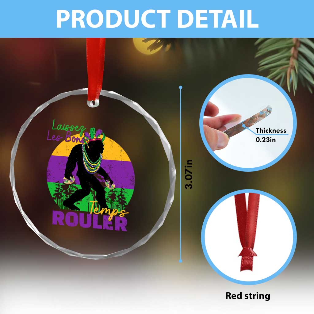 Funny Bigfoot Mardi Gras Crystal Glass Ornament Laissez Les Bons Temps Rouler Bald Cypress