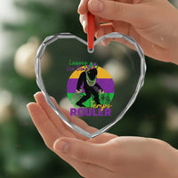 Funny Bigfoot Mardi Gras Heart Crystal Glass Ornament Laissez Les Bons Temps Rouler Bald Cypress