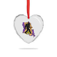 Funny Bigfoot Mardi Gras Louisiana Map Jazz Music Heart Crystal Glass Ornament