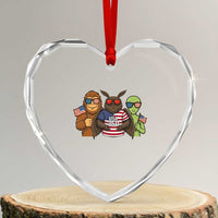 Funny Bigfoot Mothman Alien Heart Crystal Glass Ornament USA 250th Anniversary