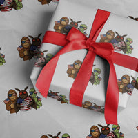Funny Bigfoot Mothman Alien Wrapping Paper Roll USA 250th Anniversary