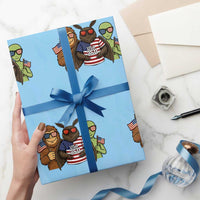 Funny Bigfoot Mothman Alien Wrapping Paper Roll USA 250th Anniversary