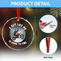 Funny Bigfoot Motorcycle Christmas Crystal Glass Ornament Sasquatch Rock On Hand Xmas - Wonder Print Shop