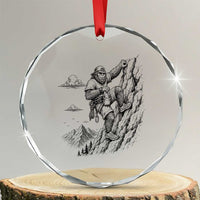 Funny Bigfoot Mountain Climber Crystal Glass Ornament Outdoor Hiking Adventure