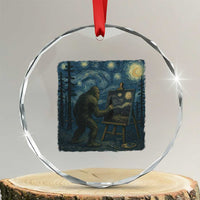 Funny Bigfoot Painting Starry Night Art Parody Gift Crystal Glass Ornament TS12