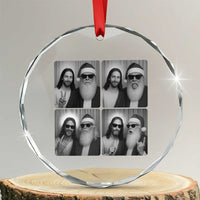Funny Bigfoot Photobooth Christmas Crystal Glass Ornament Sasquatch Jesus Christian Xmas - Wonder Print Shop