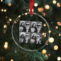 Funny Bigfoot Photobooth Christmas Crystal Glass Ornament Sasquatch Jesus Christian Xmas - Wonder Print Shop