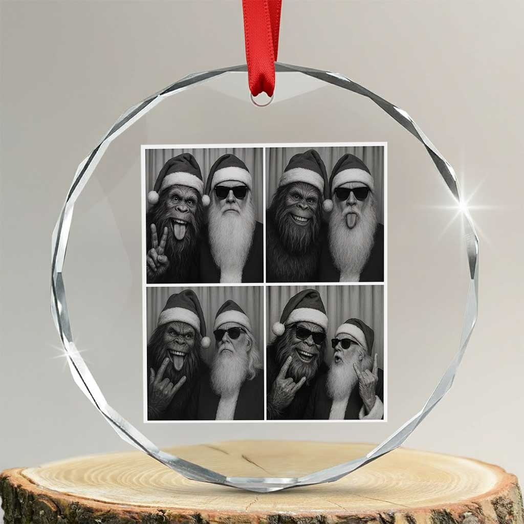 Funny Bigfoot Photobooth Christmas Crystal Glass Ornament Sasquatch Santa Claus Xmas - Wonder Print Shop