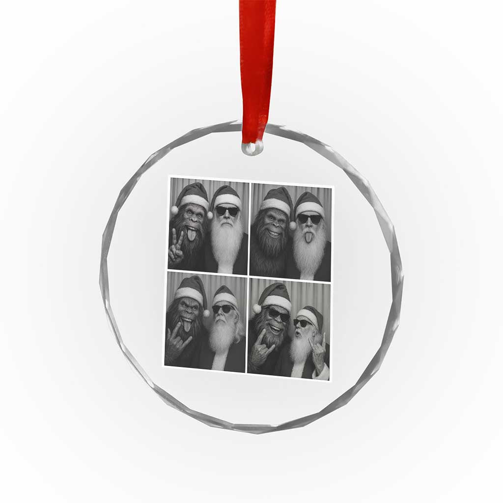 Funny Bigfoot Photobooth Christmas Crystal Glass Ornament Sasquatch Santa Claus Xmas - Wonder Print Shop