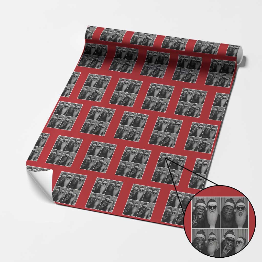 Funny Bigfoot Photobooth Xmas Wrapping Paper Roll Sasquatch Santa Claus Xmas - Wonder Print Shop