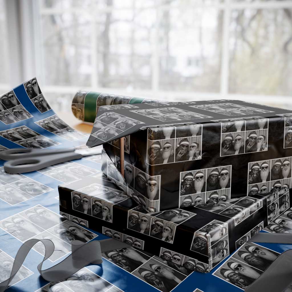 Funny Bigfoot Photobooth Xmas Wrapping Paper Roll Sasquatch Santa Claus Xmas - Wonder Print Shop