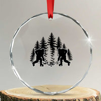 Funny Bigfoot Playing Ice Hockey Crystal Glass Ornament Cryptid Lover Gift - Wonder Print Shop