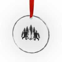 Funny Bigfoot Playing Ice Hockey Crystal Glass Ornament Cryptid Lover Gift - Wonder Print Shop