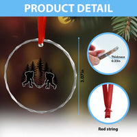 Funny Bigfoot Playing Ice Hockey Crystal Glass Ornament Cryptid Lover Gift - Wonder Print Shop