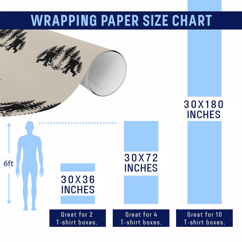 Funny Bigfoot Playing Ice Hockey Wrapping Paper Roll Cryptid Lover Gift - Wonder Print Shop