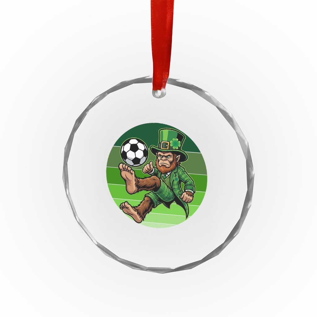 Funny Bigfoot Playing Soccer Crystal Glass Ornament St Patricks Day