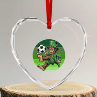 Funny Bigfoot Playing Soccer Heart Crystal Glass Ornament St Patricks Day