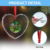 Funny Bigfoot Playing Soccer Heart Crystal Glass Ornament St Patricks Day